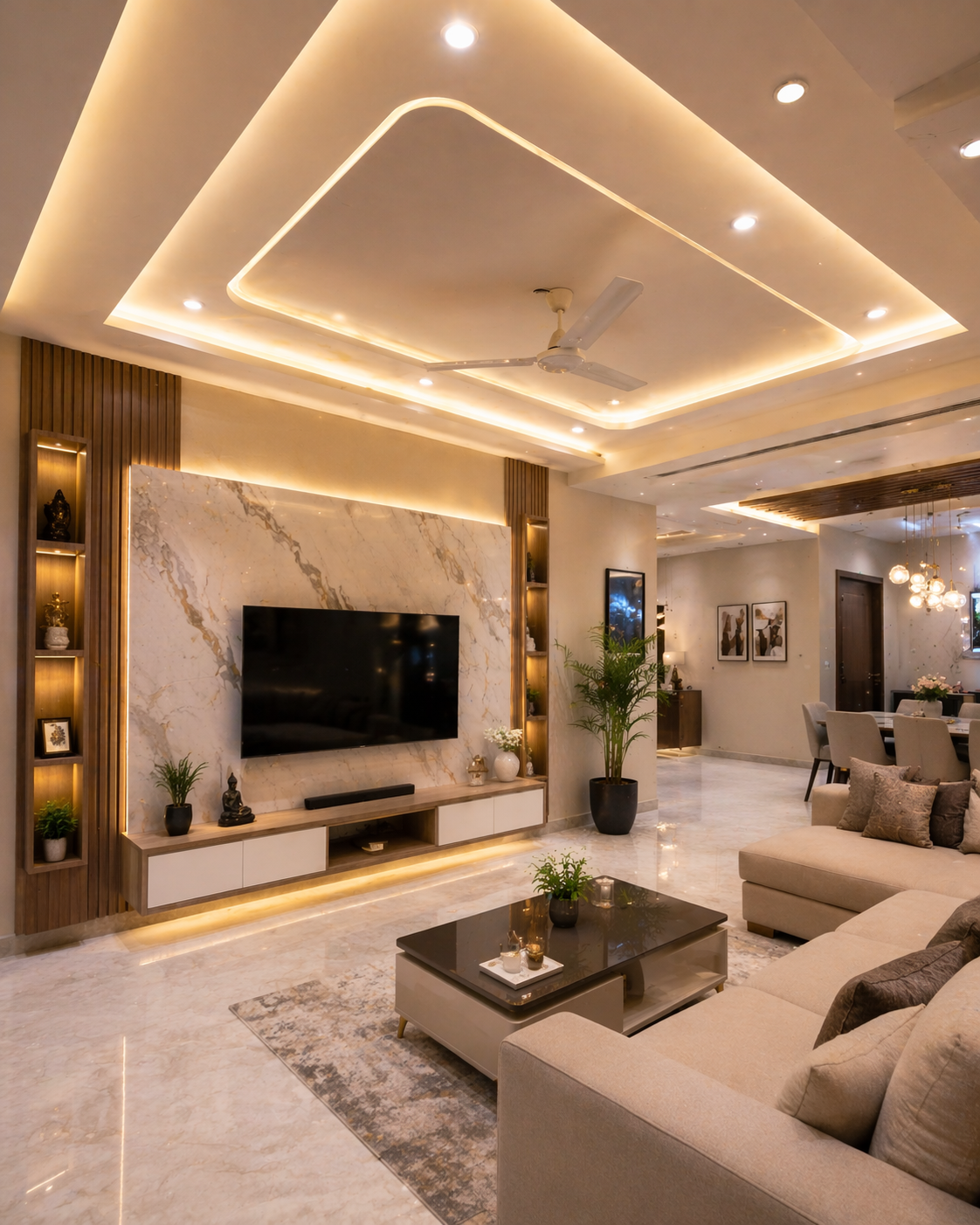 False ceiling work by Bhartik Interiors